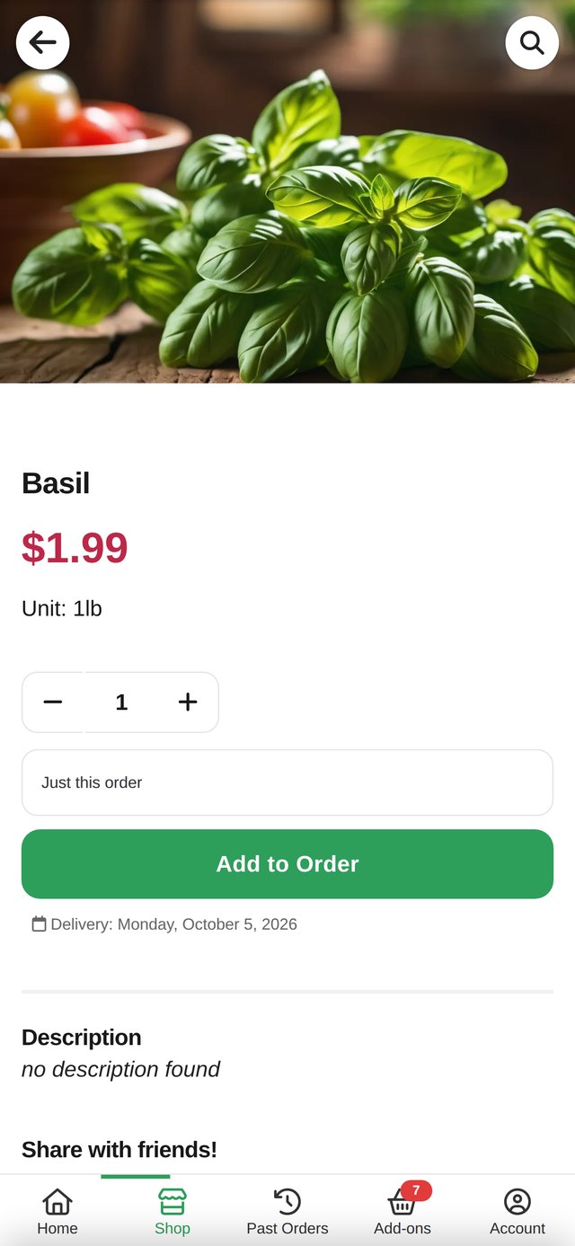 A product detail page in the app